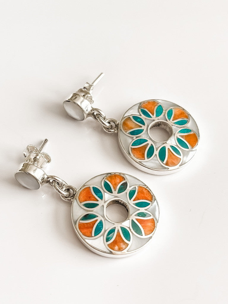 STERLING SILVER INLAY "ORANGES" POST EARRINGS